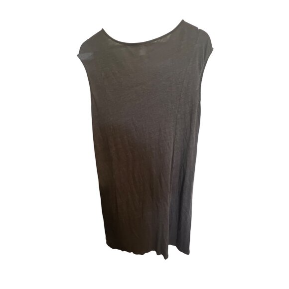 Garnet Hill Womens V-Neck Organic Linen Dress Sleeveless Gray M - Picture 2 of 4